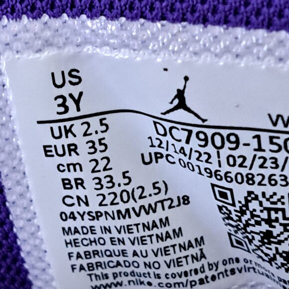 Nike Air Jordan Pro Strong (PS) Shoes Kid’s SZ 3Y  White Black Purple DC7909-150 - Picture 8 of 8